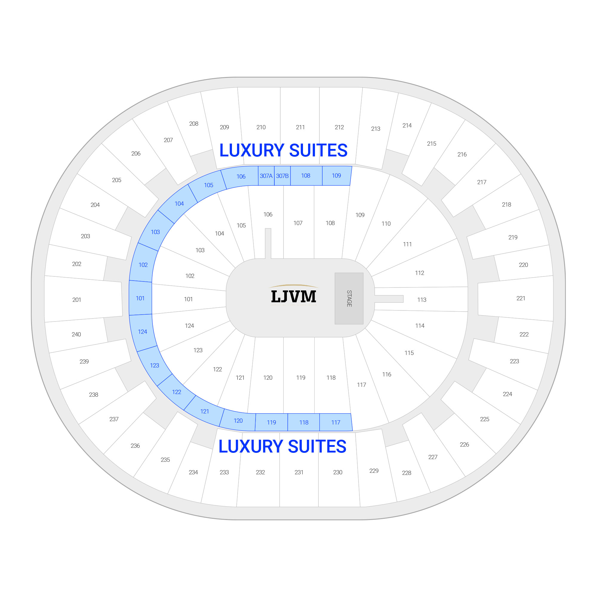 LJVM Coliseum /  Suite Map and Seating Chart